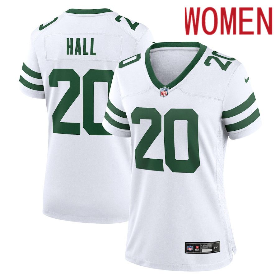 Women New York Jets #20 Breece Hall Nike Legacy White Game NFL Jersey->women nfl jersey->Women Jersey
